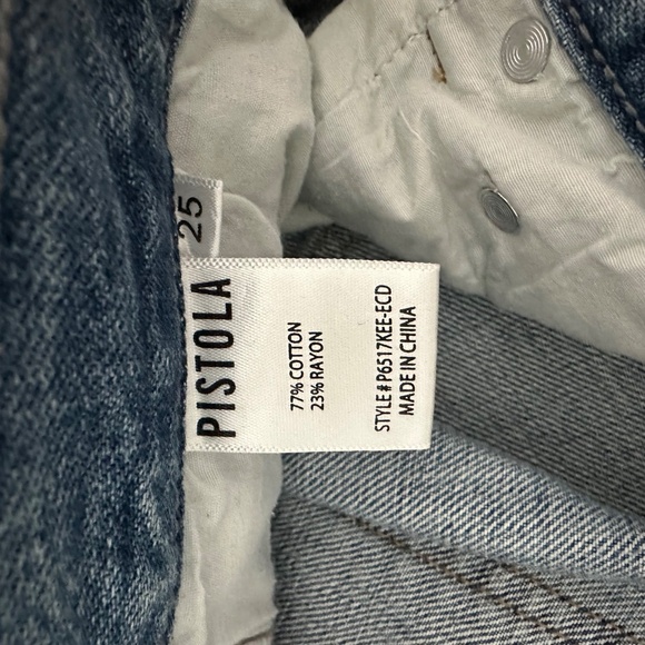 Pistola High Rise Distressed Boyfriend Jeans, Relaxed Straight Wide Leg, Blue - Picture 8 of 8